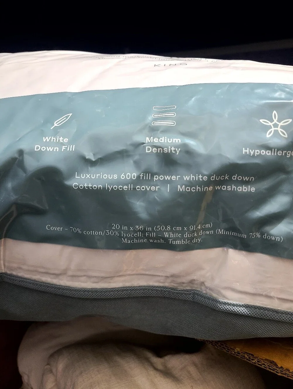 Casaluna™ King Machine Washable Medium Down Bed Pillow - NWT